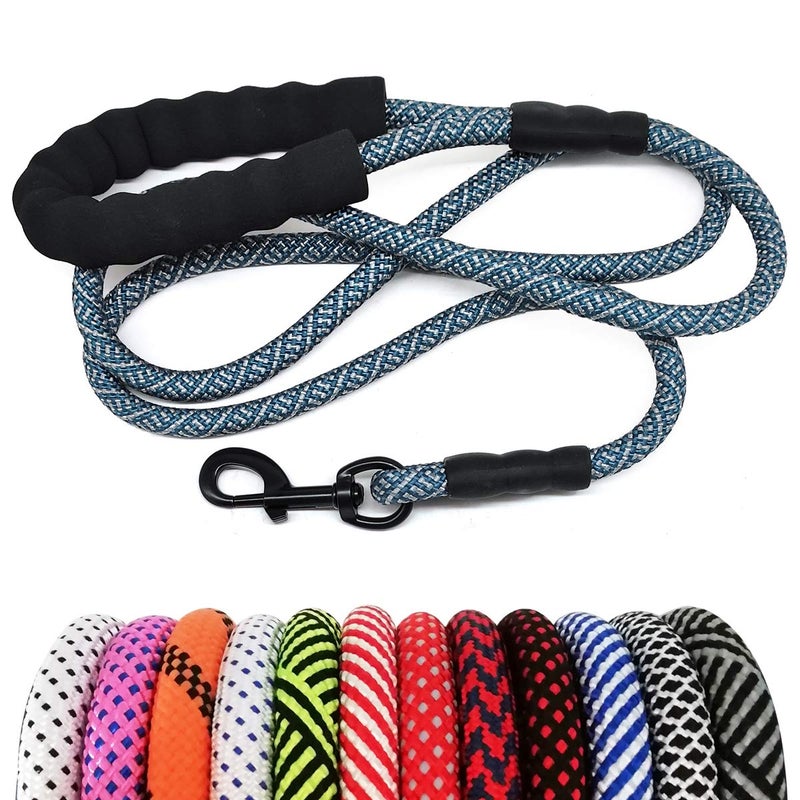 MayPaw Heavy Duty Rope Dog Leash, 3/4/5/6/7/8/10/12/15 FT Nylon Pet Leash, Soft Padded Handle Thick Lead Leashes for Large Medium Dogs (Navy, 1/2" * 6') - Image 1